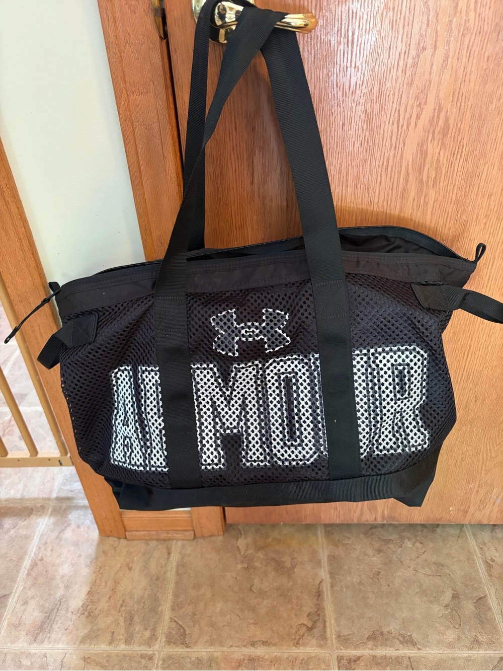 Under Armour Black and White Mesh AMOR Tote Bag